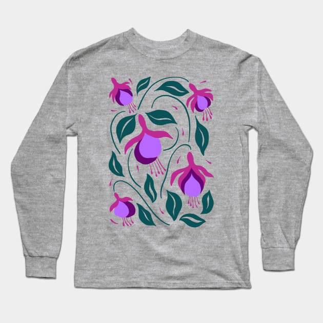 Fuchsia Flowers Long Sleeve T-Shirt by JunkyDotCom